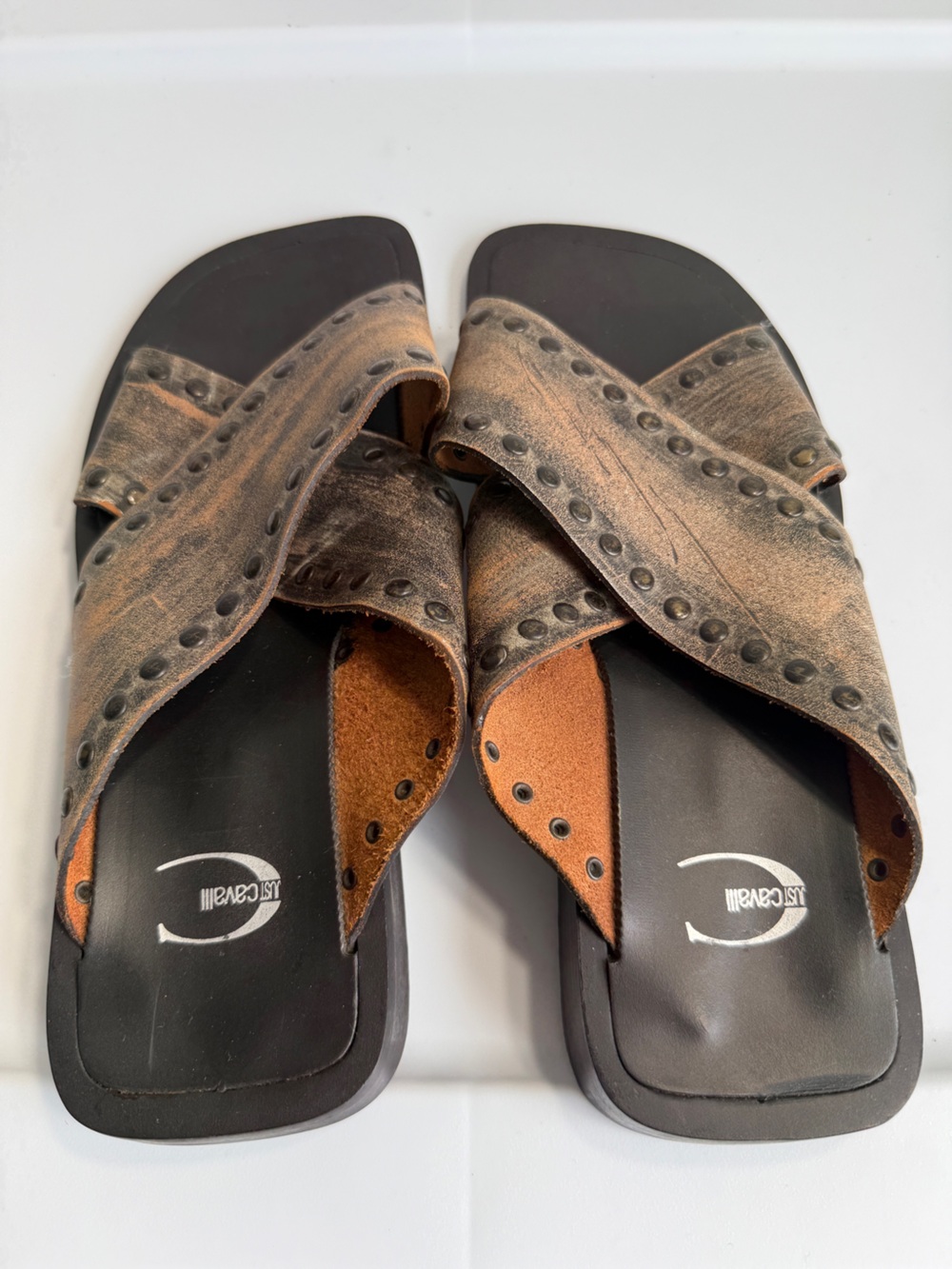 Just CAVALLI Leather Strap Sandals - Picture 2 of 11